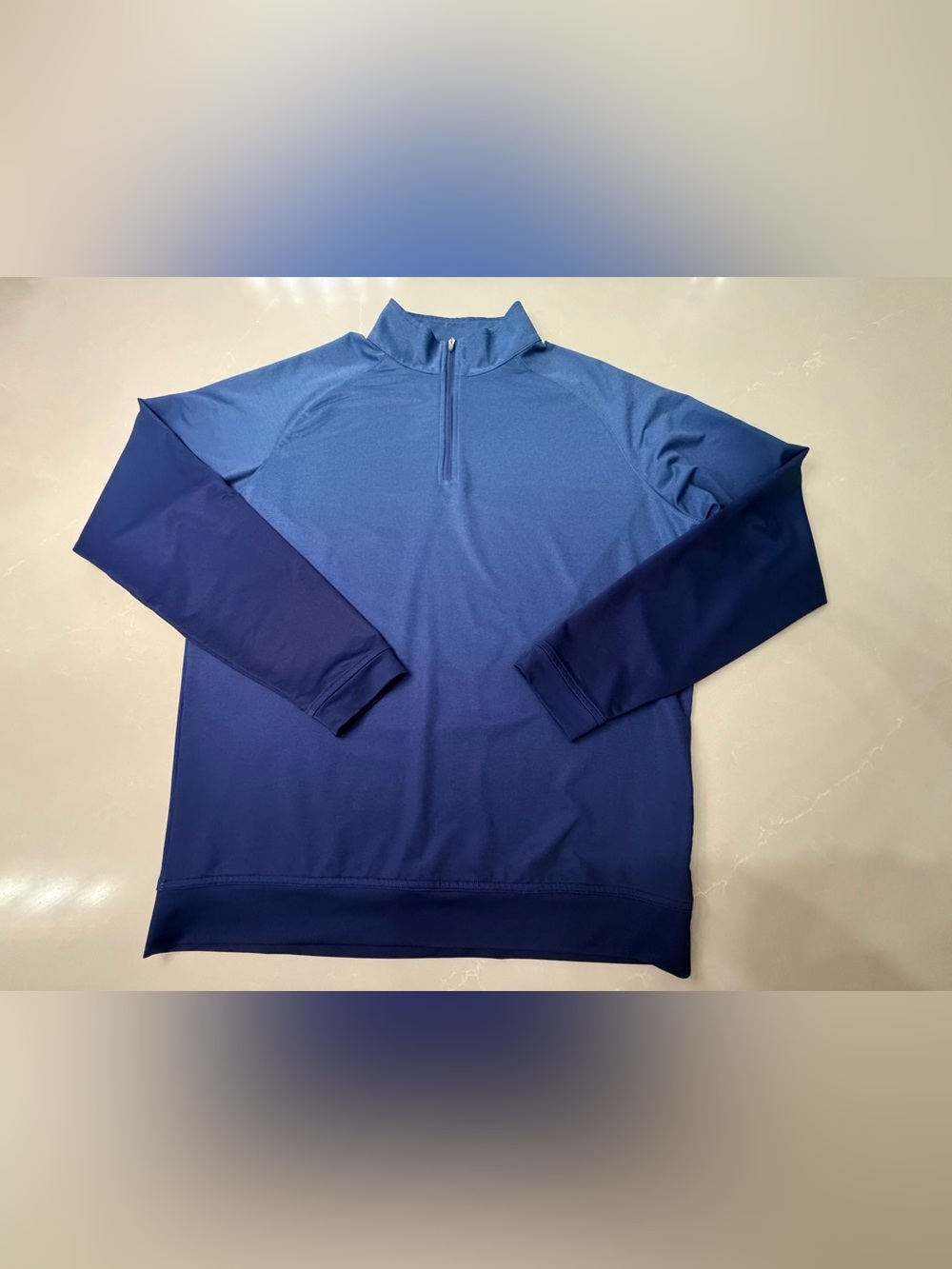Peter Millar Perth Ombré Performance Quarter-Zip Blue Pullover, M